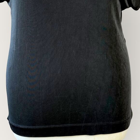 Chico's Travelers Vintage Cap Sleeve Asymmetric Cowl Neck Slinky Top XL/16 Black - Picture 5 of 13